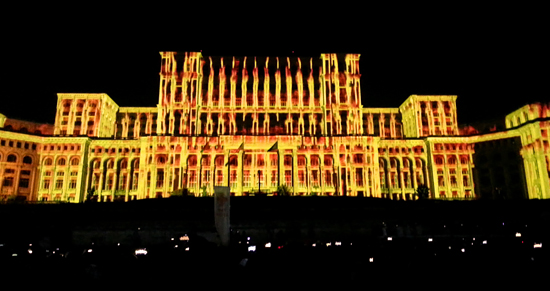20,000 square metres of the Parliament Palace in Romania were used as a video projection backdrop.