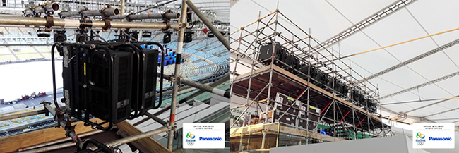 Panasonic audio visual equipment being installed at Maracanã Stadium in the lead-up to the Rio 2016 Opening Ceremony.