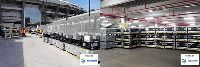 Panasonic audio visual equipment being installed at Maracanã Stadium in the lead-up to the Rio 2016 Opening Ceremony.