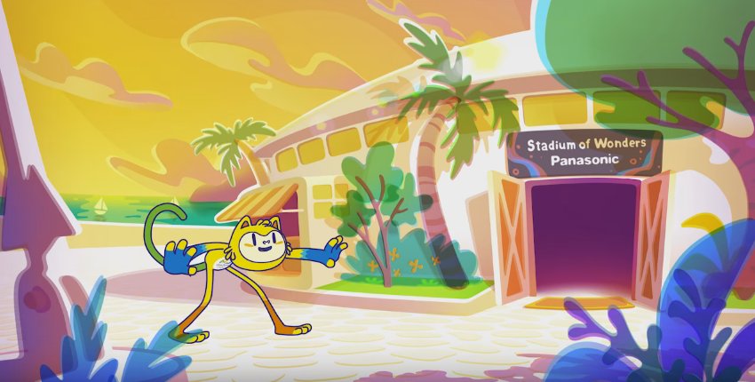 Rio 2016 Olympic mascot Vinicius at Panasonic Stadium of Wonders.