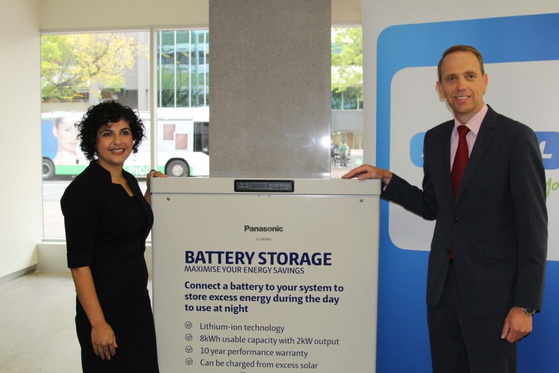 Minister Simon Corbell and ActewAGL General Manager Retail Ayesha Razzaq...