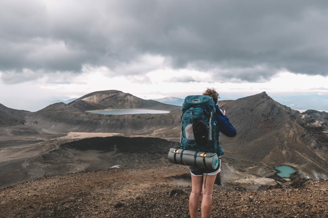 The Red Crater on the Tongariro Alpine Crossing, seconds before a torrential downpour. You can see some of the drops in this photo.